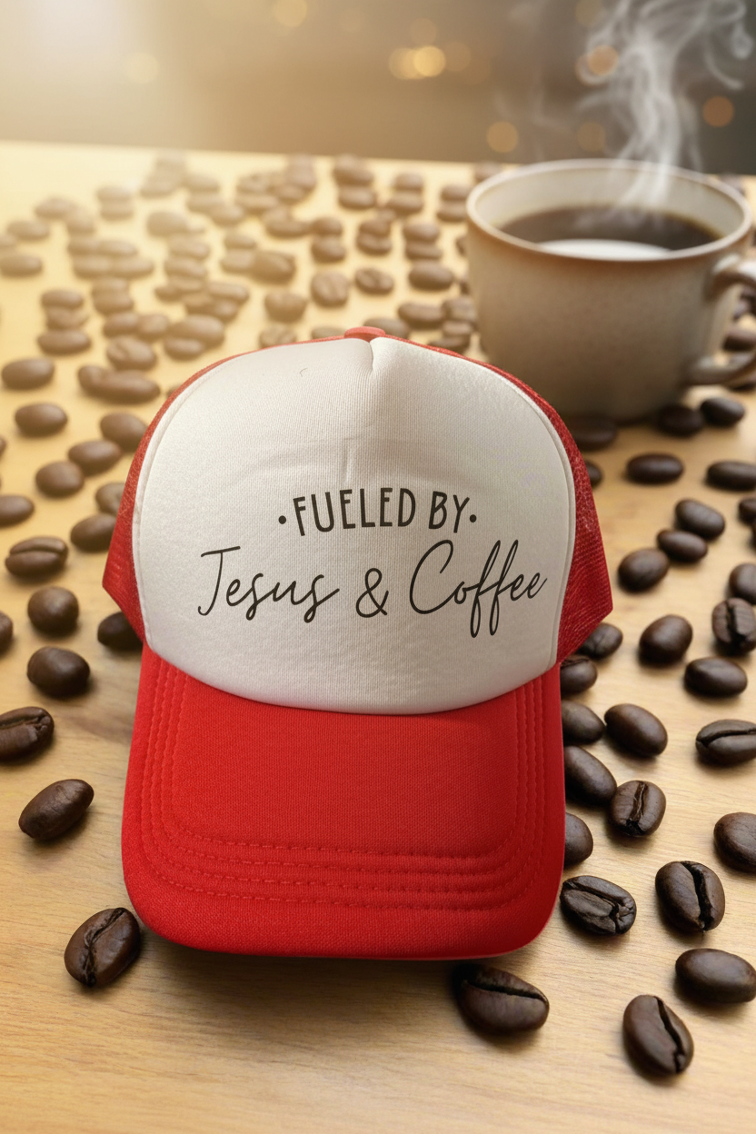 “Fueled by Jesus & Coffee” Trucker hat