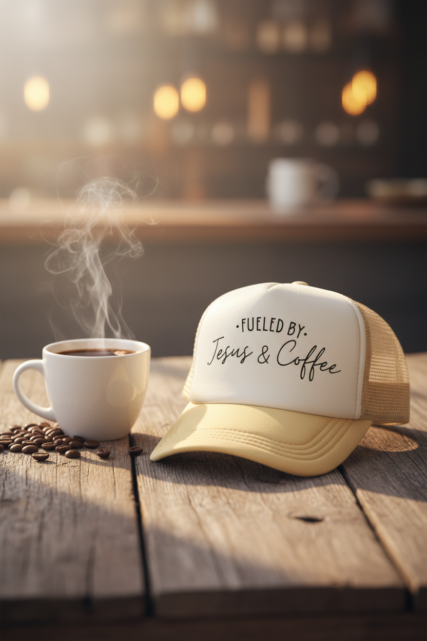“Fueled by Jesus & Coffee” Trucker hat