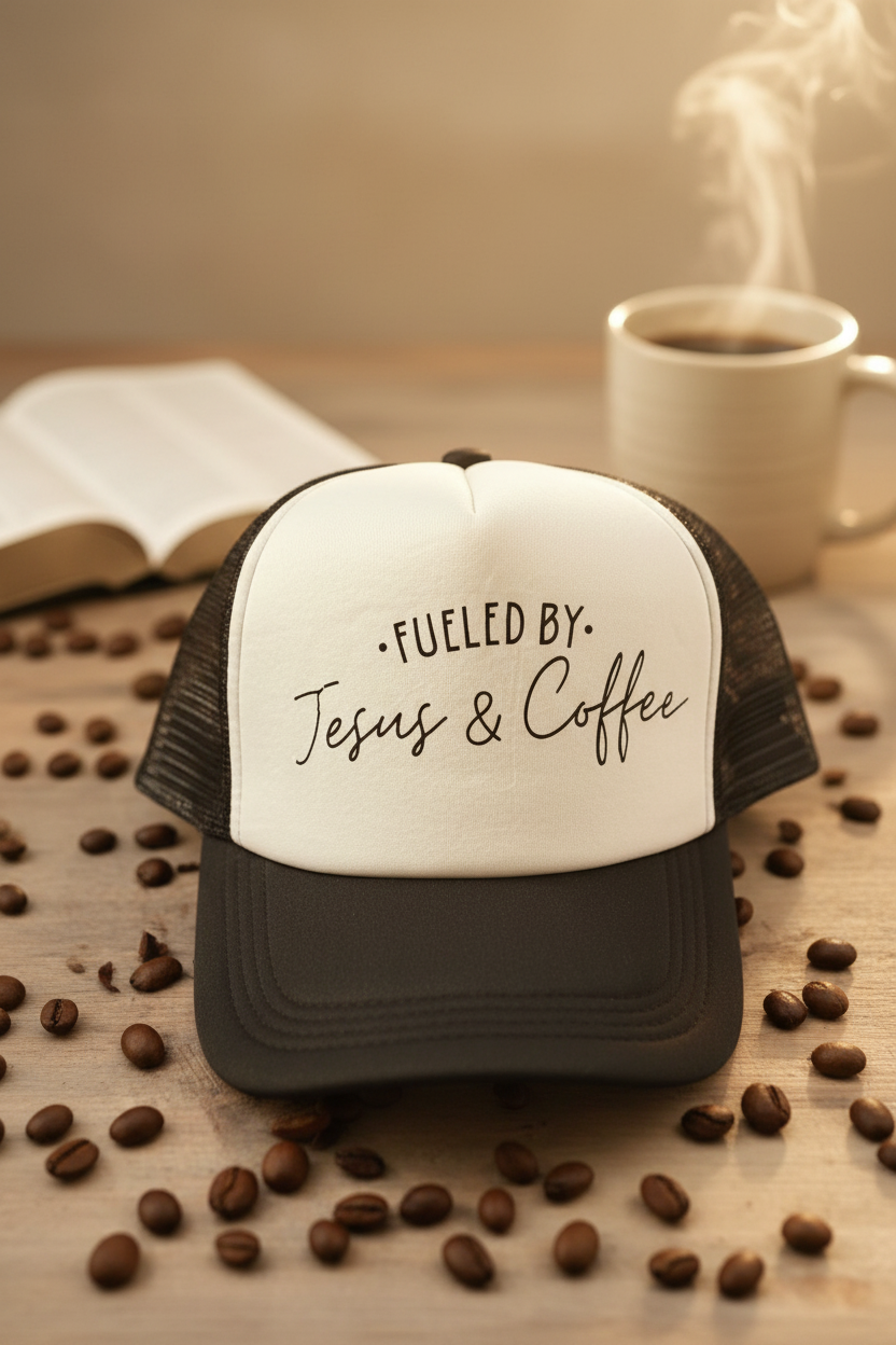 “Fueled by Jesus & Coffee” Trucker hat